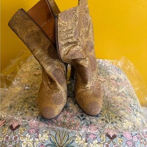 Dries Van Noten Gold Heeled Boots